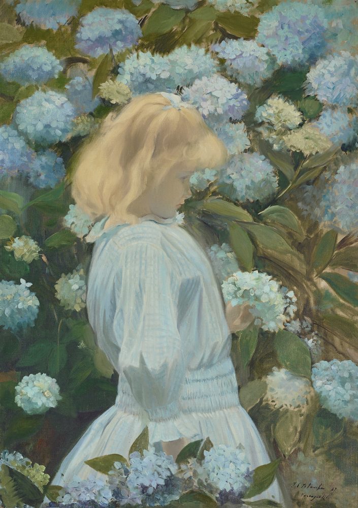 JACQUES-ÉMILE BLANCHE (FRENCH, 1861-1942) La petite fille aux hortensias oil on canvas Estimate: $300,000-500,000