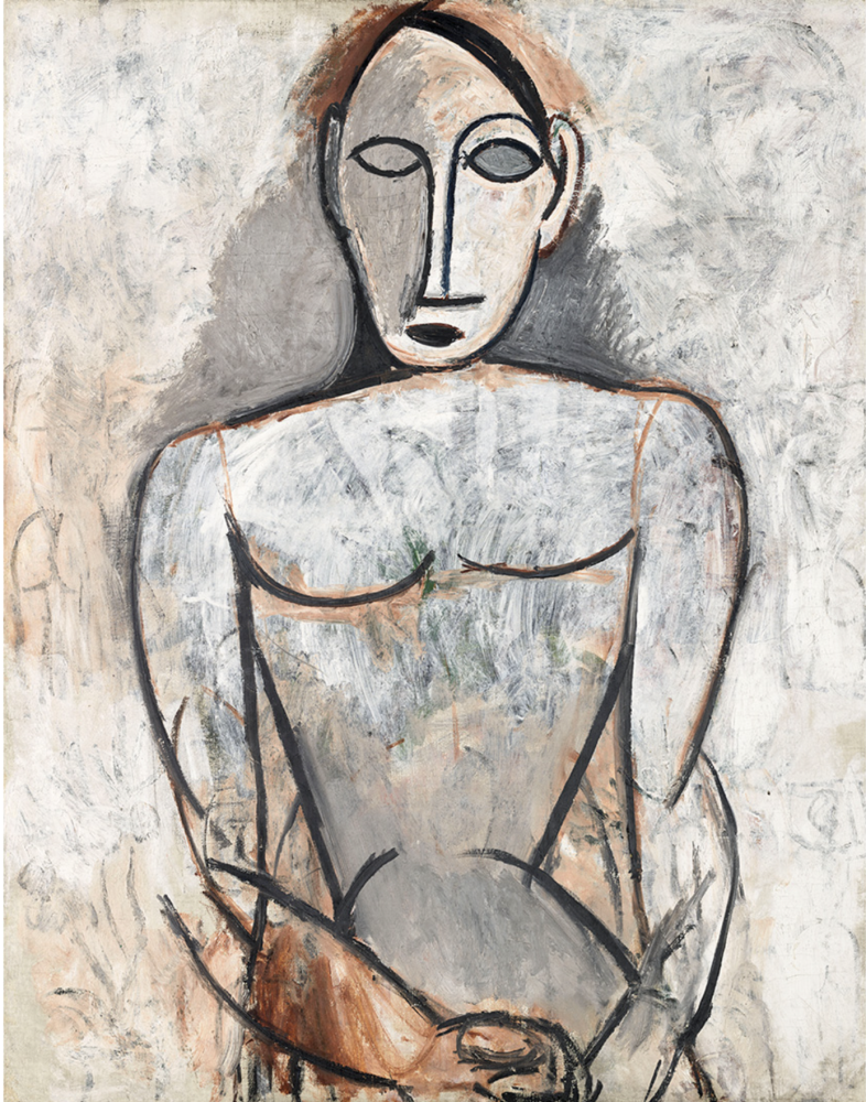Pablo Picasso, Femme aux mains jointes (étude pour Les Demoiselles d'Avignon), 1907, Huile sur toile © RMN-Grand Palais (Musée national Picasso-Paris) _ Mathieu Rabeau © Succession Picasso 2023