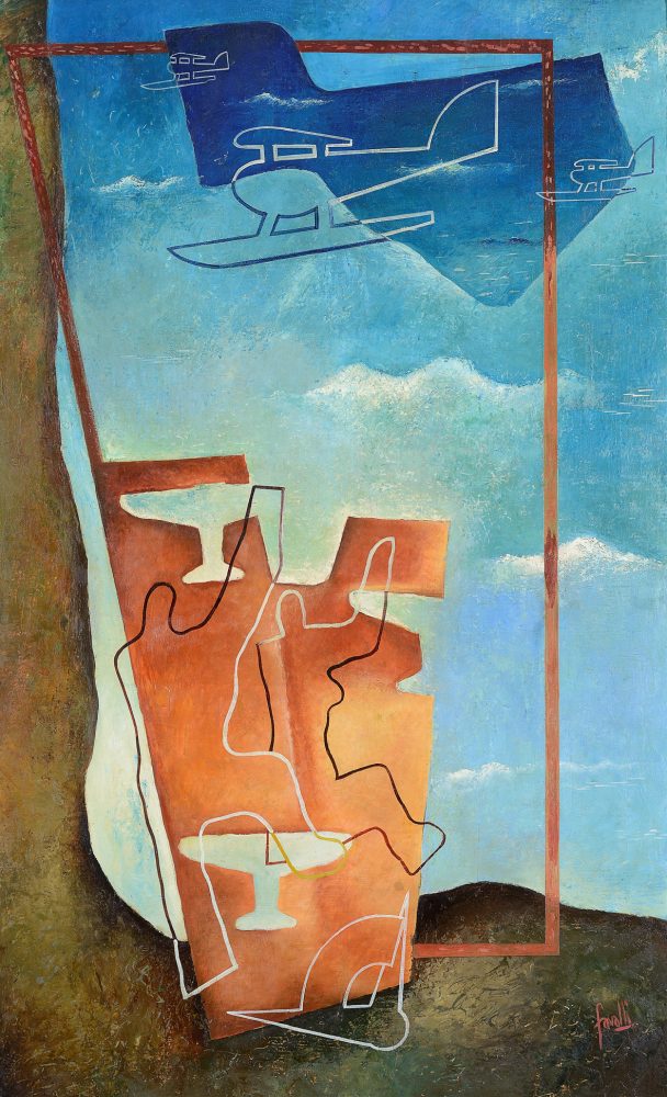 Augusto Favalli, Passaggio sulla base, 1935, olio su tavola, 150x94 cm