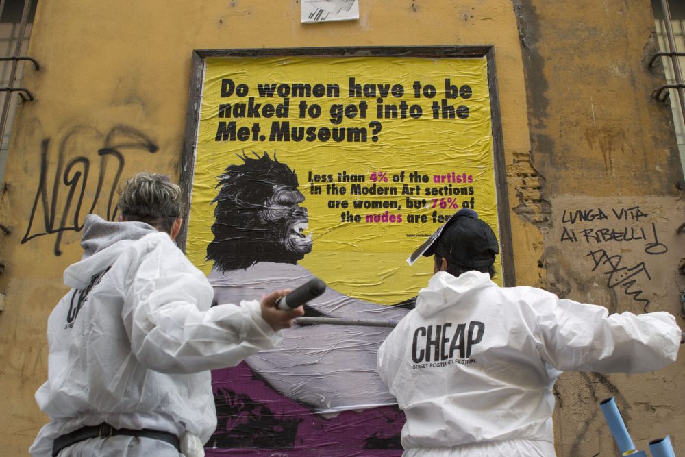 CHEAP street poster art festival 2017, Guerrilla Girls street action, Bologna, Maggio 2017, credits Anna Fabrizi