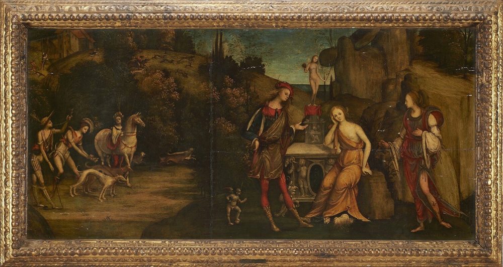 Lotto 110 Amico Aspertini (Bologna 1475 - 1552) "Scena allegorica" olio su tavola (cm 57x120). Stima € 45.000 - 50.000