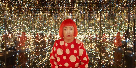 © Yayoi Kusama, Fireflies on the Water, 2002. Mirrors, plexiglass, lights, and water, 111 × 144 1/2 × 144 1/2 in. (281.9 × 367 × 367 cm). Whitney Museum of American Art, New York; purchase with funds from the Postwar Committee and the Contemporary Painting and Sculpture Committee and partial gift of Betsy Wittenborn Miller 2003.322. © Yayoi Kusama. Photograph by Jason Schmidt