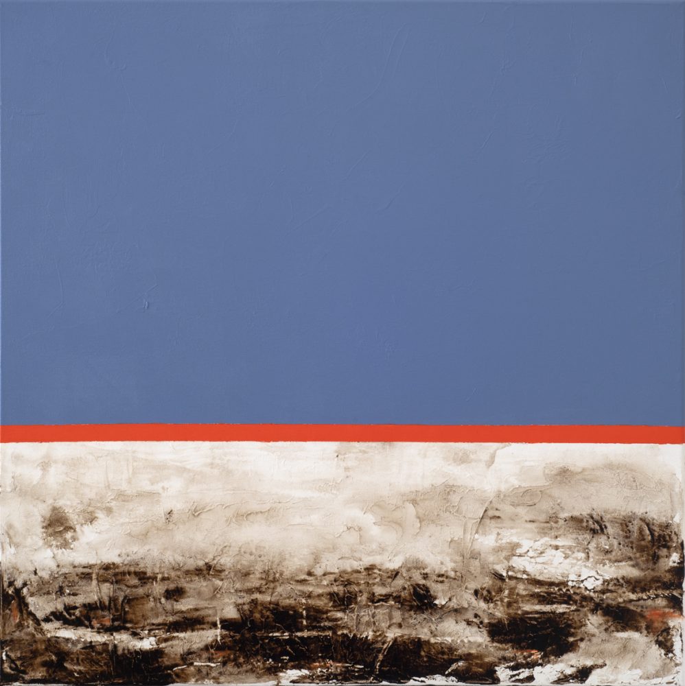 Antonella Quacchia, Grey blue, 2022, serie Our Planet, tecnica mista su tela, cm 80x80