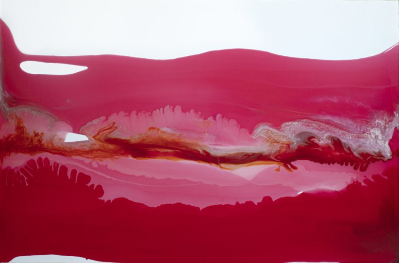 Antonella Quacchia, Red element 2, 2023, resina su pannello, cm 100x150
