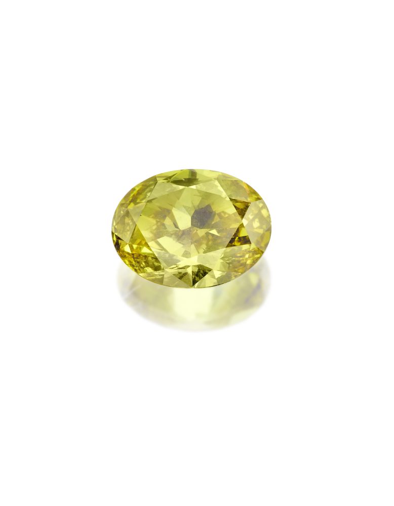 Lotto 134 Diamante ovale fancy deep brownish greenish yellow di ct. 3,02. Stima € 12.500 - 15.000