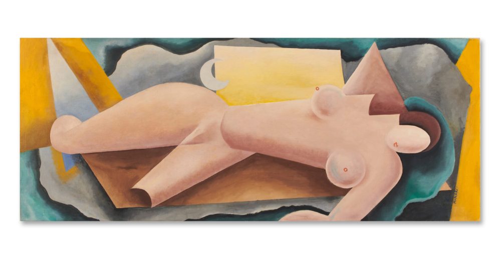 Lotto 9 Bruno Munari, "Buccia di Eva" 1929-30, tempera su tela, cm 80x205. Firmato in basso a destra. Stima € 60.000 - 80.000