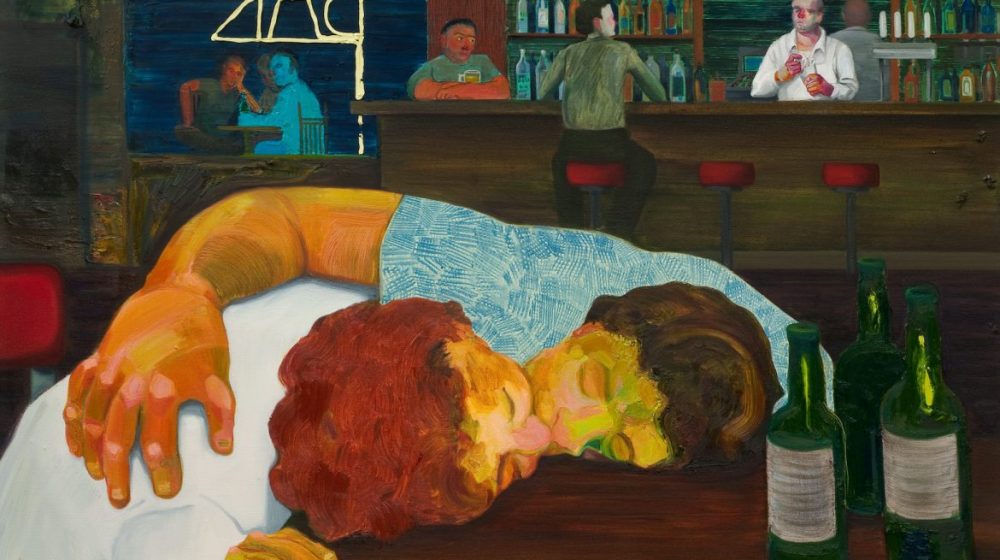 Nicole Eisenman, Sloppy Bar Room Kiss, 2011, Oil on canvas, 99.1 × 121.9 cm, Collection of Cathy and Jonathan Miller. Image Courtesy of the artist and Vielmetter Los Angeles, Photo credit: Robert Wedemeyer