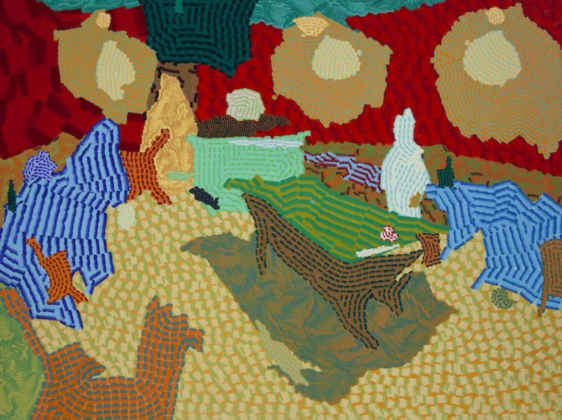 Feng Zhijia (Tangshan, Hebei, 1989), Billiard hall, 2023, acrilico su tela, 120 x 160 cm