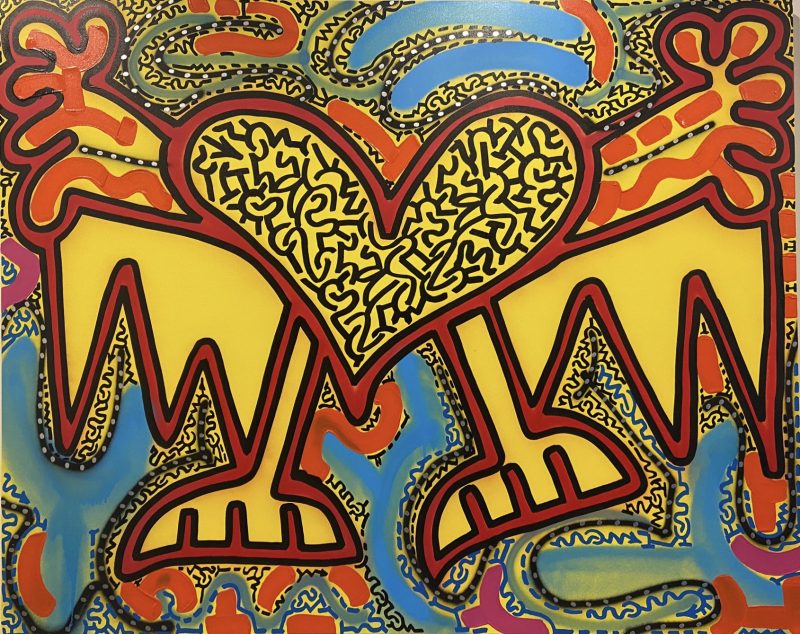 LA II Love Dove , 2023 Acrylic spray paint, acrylic paint with brush, acrylic marker on canvas, 122 x 152.5 cm © Artwork LA II