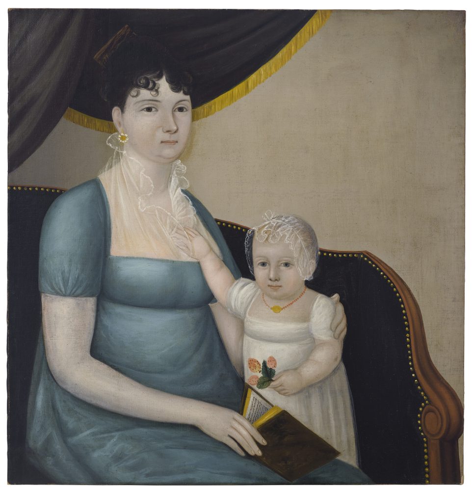 JOSHUA JOHNSON (C.1763-AFTER 1824) MRS. MARTHA (HALL) DORSEY AND MARY ANN DORSEY oil on canvas 26 x 25 in. Painted circa 1804-05 Estimate: $100,000-200,000