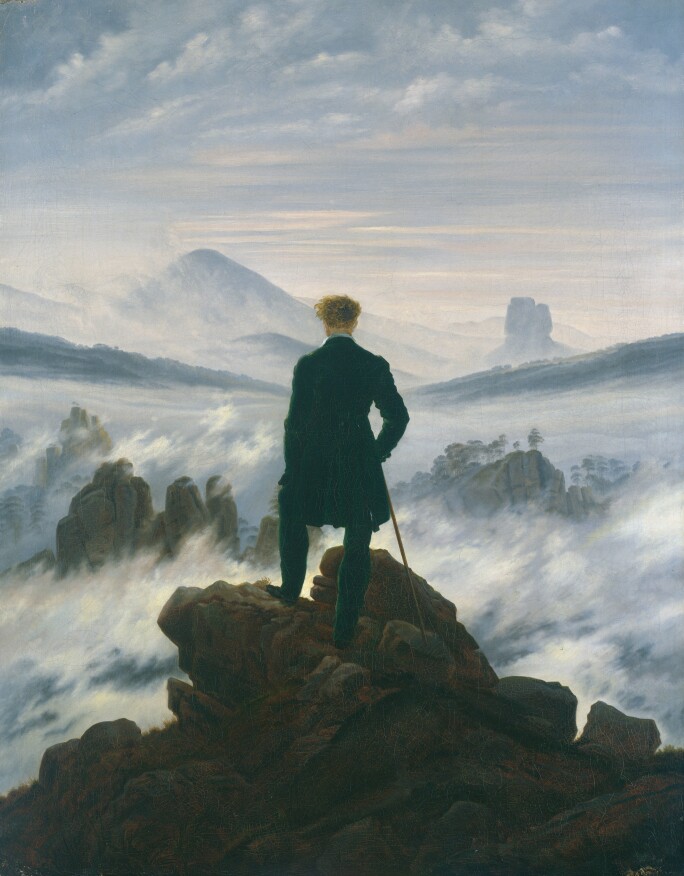 Caspar David Friedrich, Viandante sul mare di nebbia, 1818
