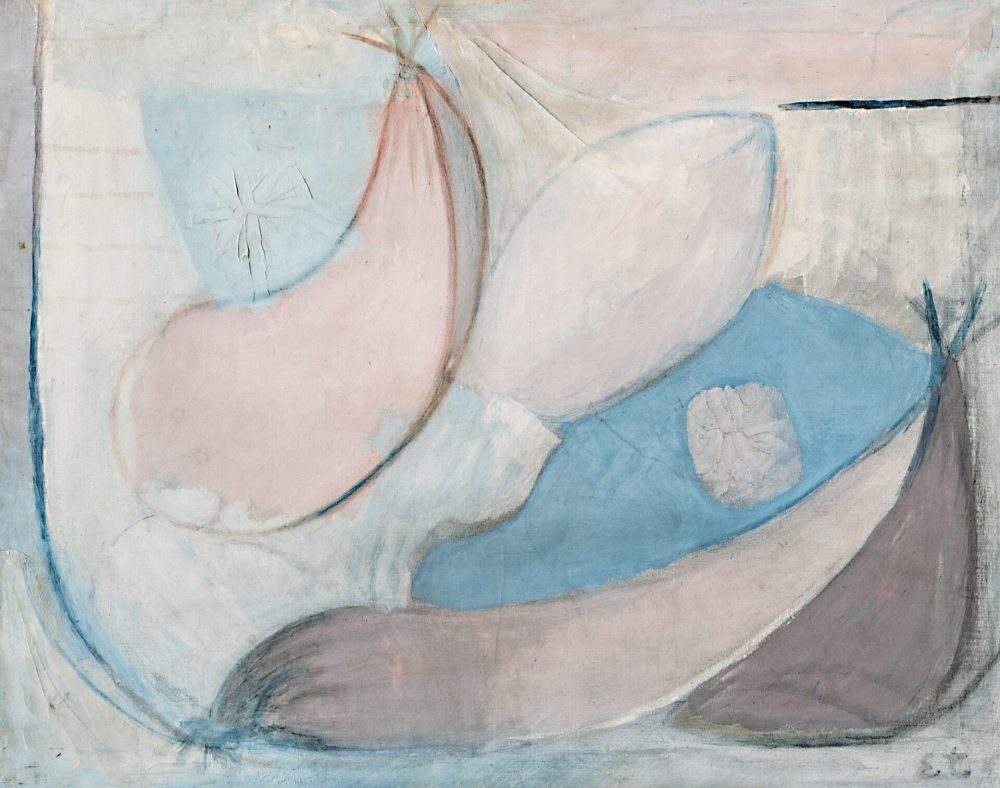 Tomiolo Ennio, Forme marine, 1950, olio su tela, 55x68,5