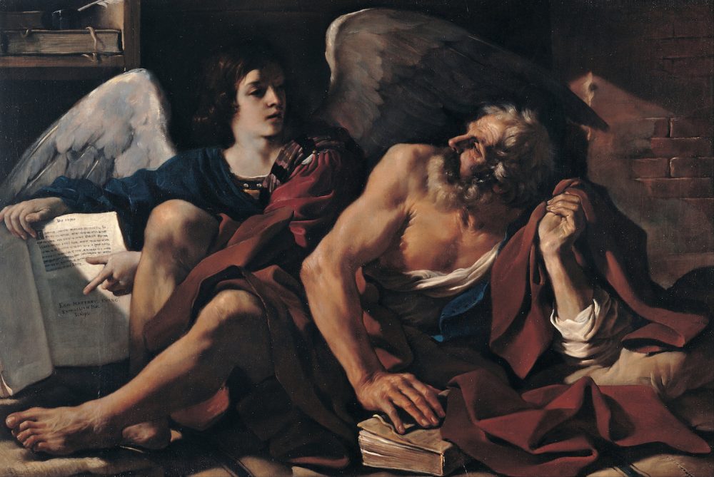 Guercino, San Matteo e l’angelo, 1622, olio su tela, 120 x 180 cm, Roma, Musei Capitolini - Pinacoteca Capitolina