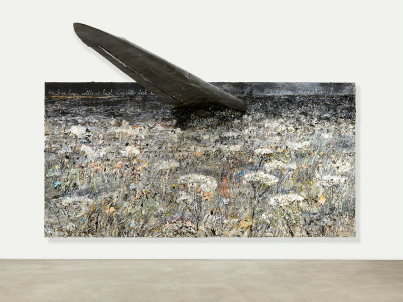 ANSELM KIEFER (B. 1945) Für Paul Celan: Kenotaph 2012 oil, emulsion, acrylic, shellac, metal and chalk on canvas 280 by 573 by 310 cm. 110 This work was executed in 2012. £550,000-750,000