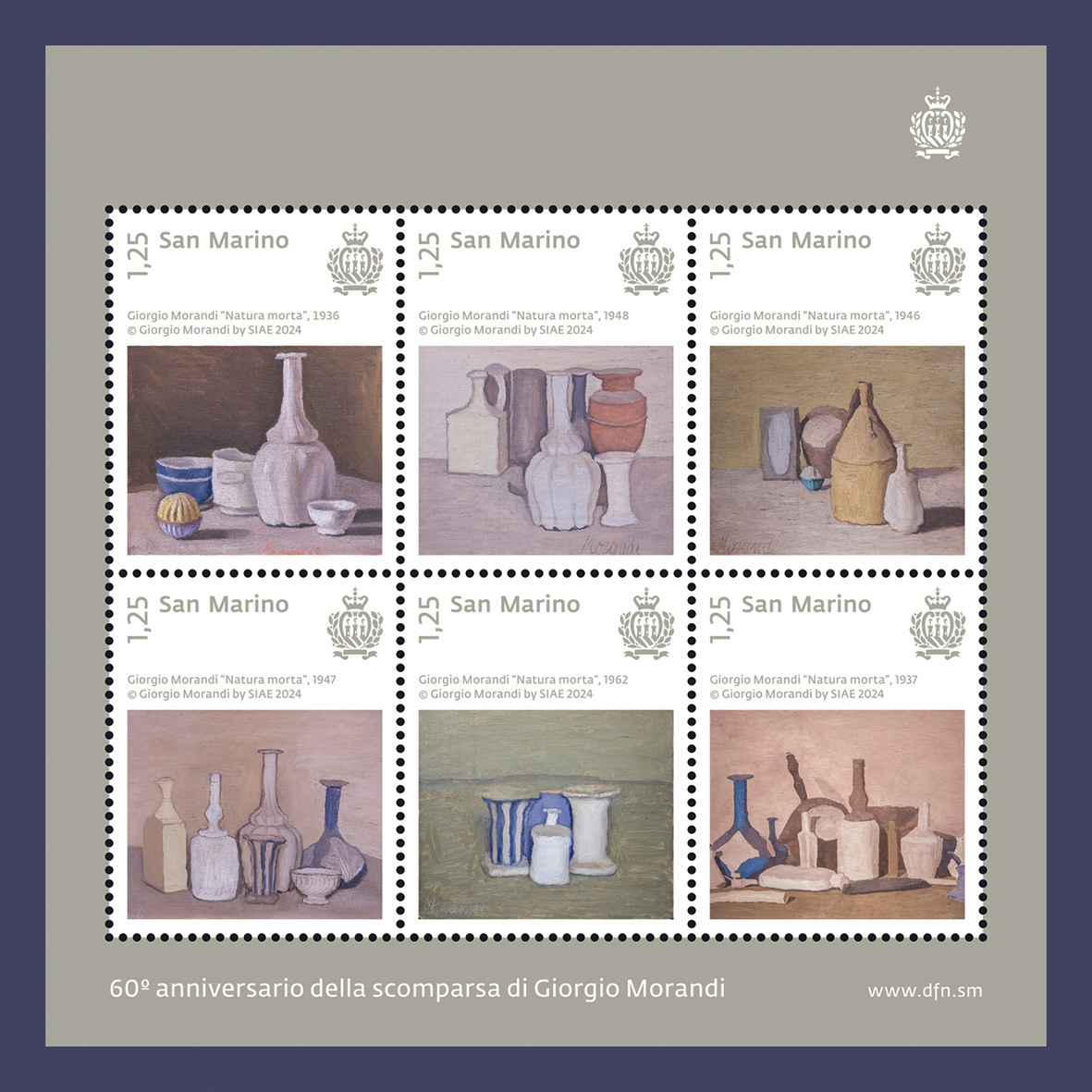 Equilibri di carta e francobolli d’autore: Giorgio Morandi dentellato