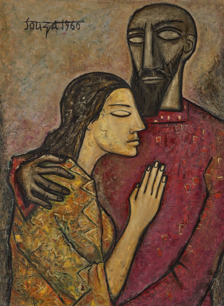 FRANCIS NEWTON SOUZA (1924-2002) The Lovers oil on board heightened with gold Price Realized: $4,890,000