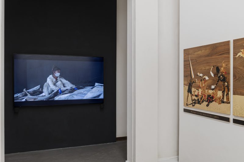 Quotidiana - Paesaggio, Nicolas Martino - Res gestae. Romeo Castellucci, Andrea Mastrovito, Museo di Roma, Palazzo Braschi, veduta della mostra, courtesy Fondazione La Quadriennale di Roma, foto Carlo Romano