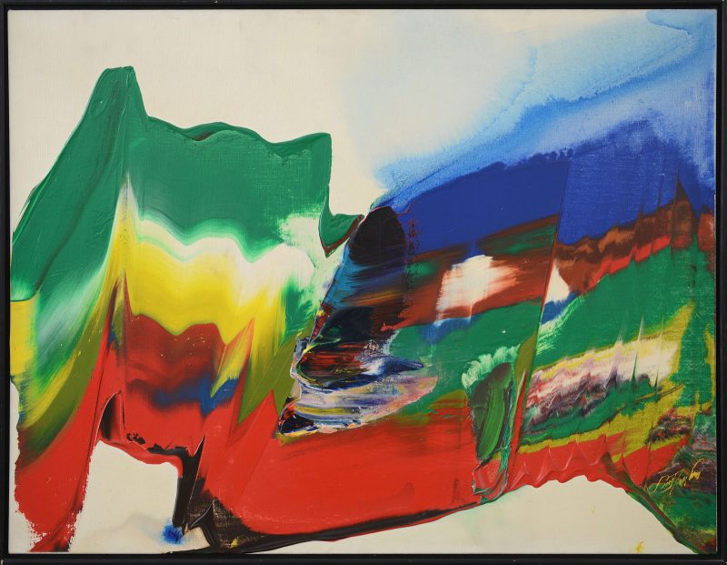 PAUL JENKINS [Kansas City 12/07/1923 - New York 09/06/2012] Phenomena Atlantic Side, 1984 olio su tela 76x101,5 cm, firma in basso a destra, firma, titolo, anno e località (New York) al retro. base d’asta: 20.000 €