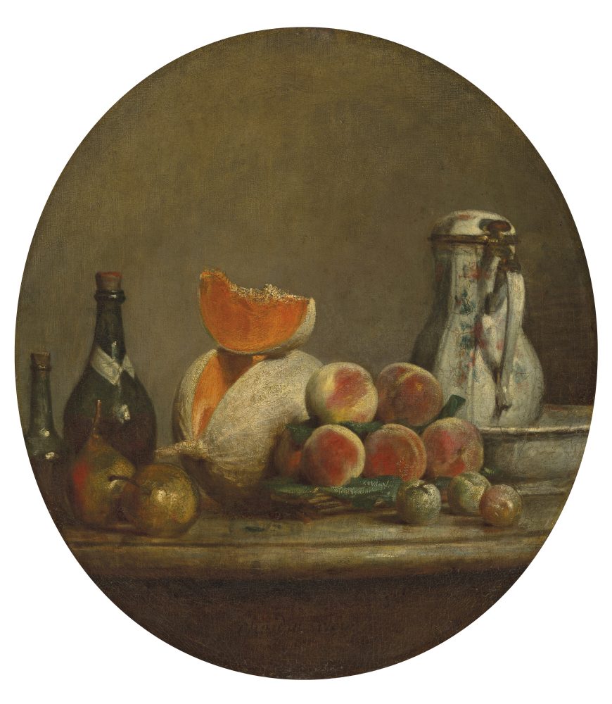 Jean Siméon CHARDIN (Paris, 1699-1779), Le melon entamé, 1760, Oval canvas, 57x52 cm Estimate: €8,000,000 - 12,000,000 © Christie’s images limited 