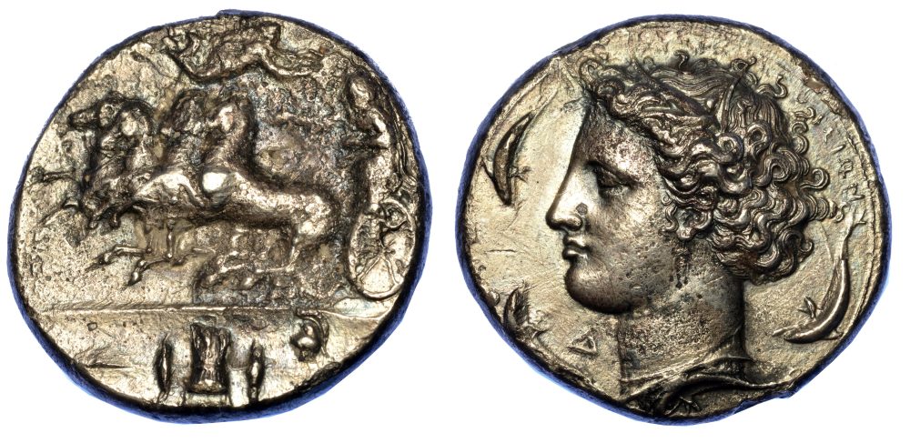 SICILIA - SIRACUSA. Decadracma (Euainetos), 400 a.C. € 12.000,00 / 15.000,00