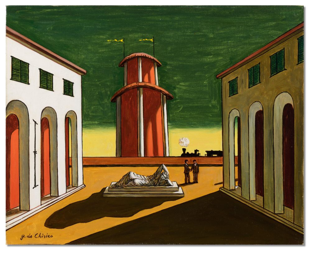 Lotto 18Giorgio de Chirico, "Piazza d'Italia", fine anni '60, olio su tela, cm 40x50. Venduto € 226.800 