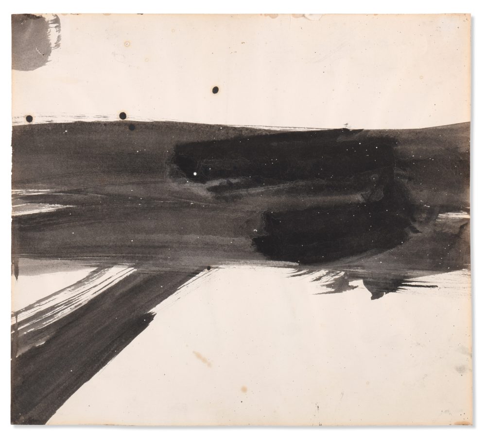 Lotto 41Franz Kline "Sketch for Riverbed" 1961 circa, inchiostro su carta, cm 26,6x30. Stima € 20.000 - 30.000 