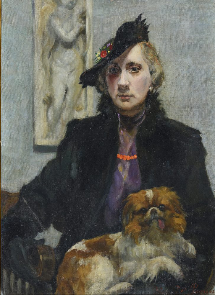 Dina Po' Pagani (Inizi XX secolo), Ritratto di signora con maltese. Stima 700-1000 euro 
