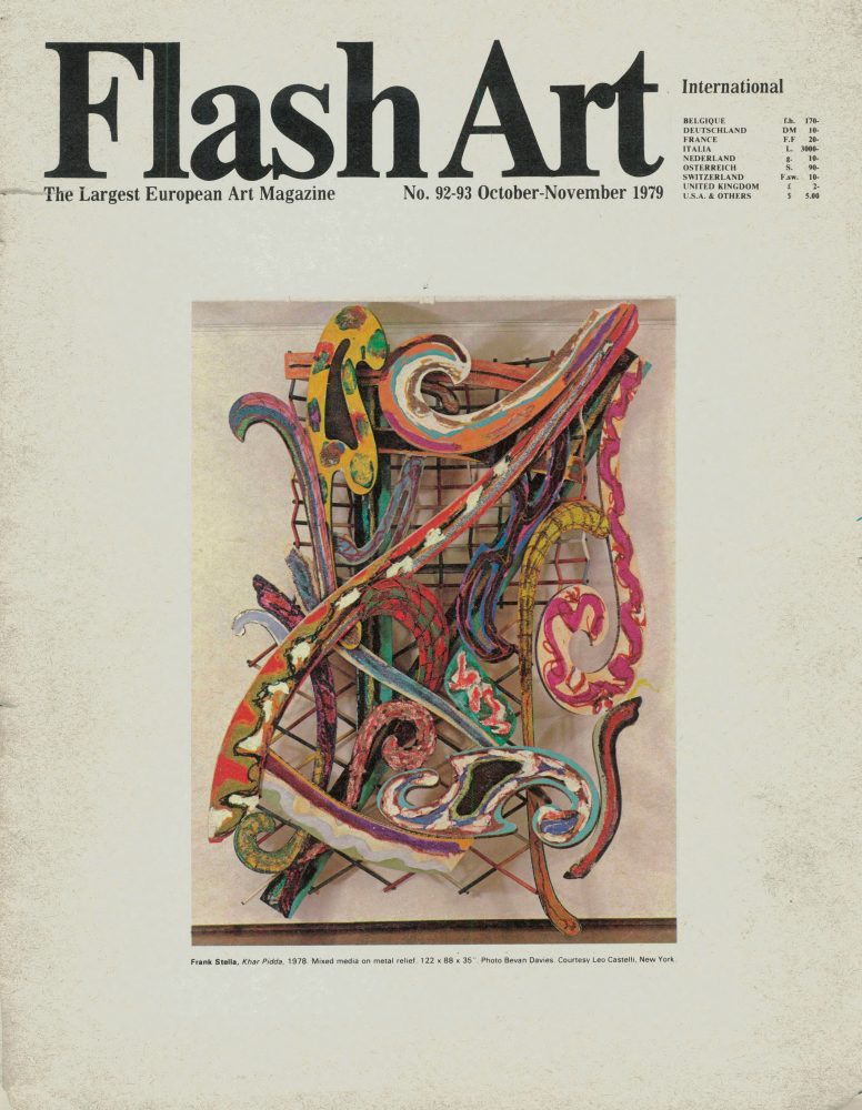 Copertina di Frank Stella, Flash Art International n. 92—93 October—November 1979.