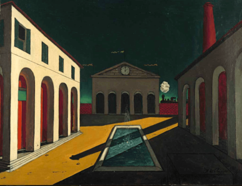 Giorgio de Chirico, Piazza d’Italia, 1938, olio su tela, 53x70 cm