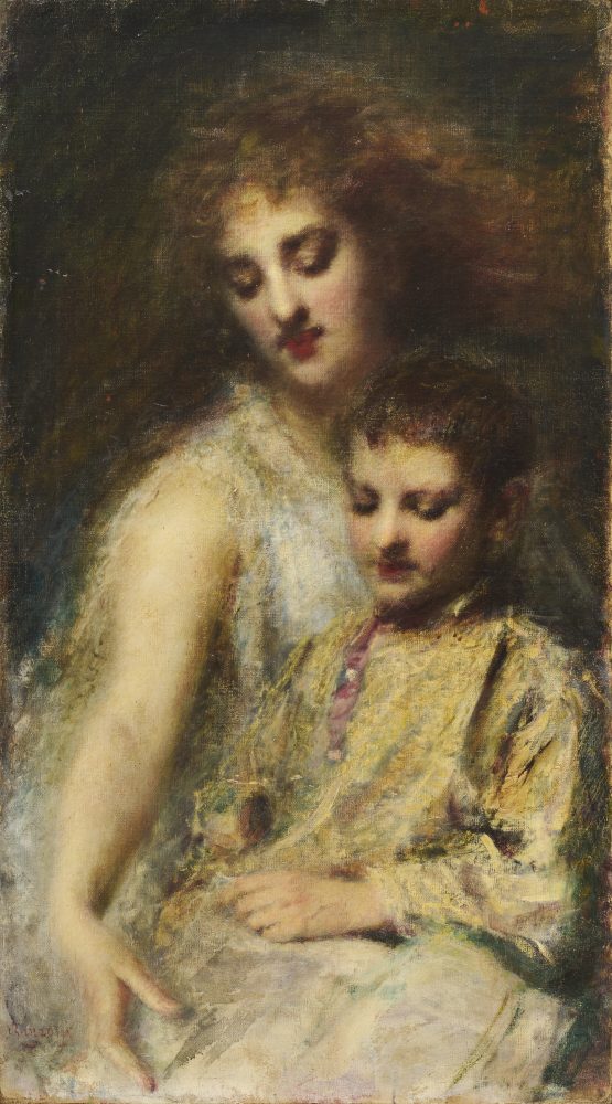 Lotto 109 Daniele Ranzoni, "La principessa Ada Troubetzkoy col figlio Gigi", olio su tela, cm 100x56. Venduto € 44.100