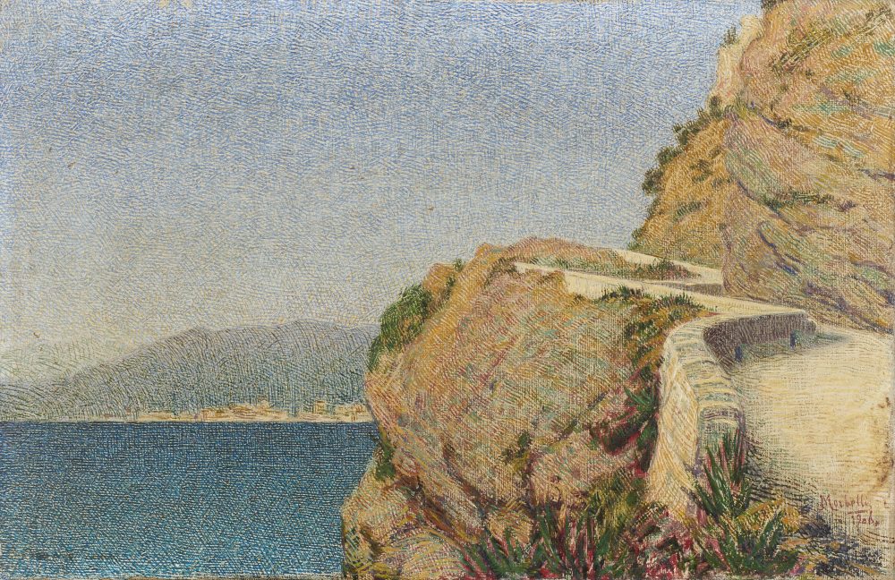 Lotto 112Angelo Morbelli,"Marina ligure (Veduta di Vado Ligure)", 1908, olio su tela (cm 26x40). Stima € 15,000 - 20,000 