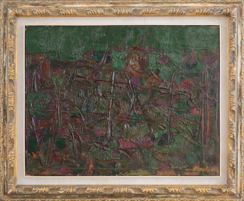 ENNIO MORLOTTI [Lecco 21/09/1910 - Milano 15/12/1992], Paesaggio a Merate, 1959, olio su tela 65x85 cm. Base d’asta: 30.000 €