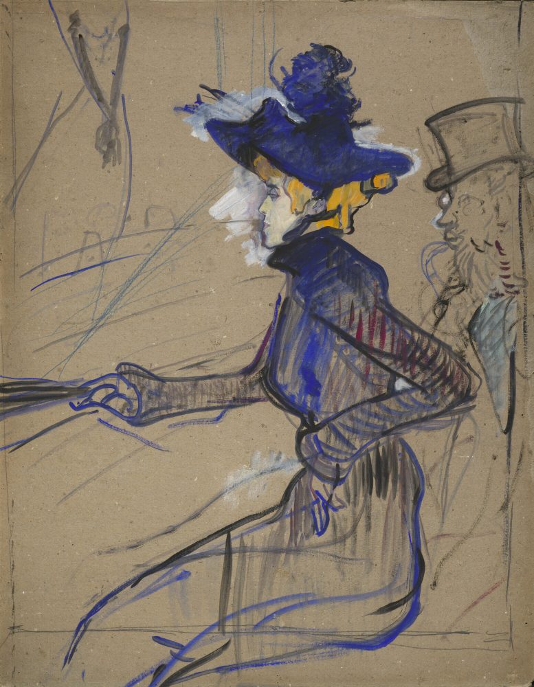 Henri de Toulouse-Lautrec, Jane Avril au Divan Japonais, 1892. Grease pencil and graphite on cardboard, 82 x 63.4 cm. Estimate: €2,500,000 – €3,500,000. © Christie’s Images Ltd 2024