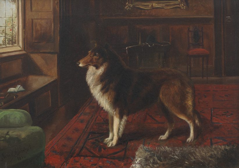 ‘High life’ Old English sheep dog ‘Rufford Ormonde’, Pierpont Morgan’s hero dog, painted by Herbert St John Jones, oil on canvas 1906. Estimate of £2,000-3,000.