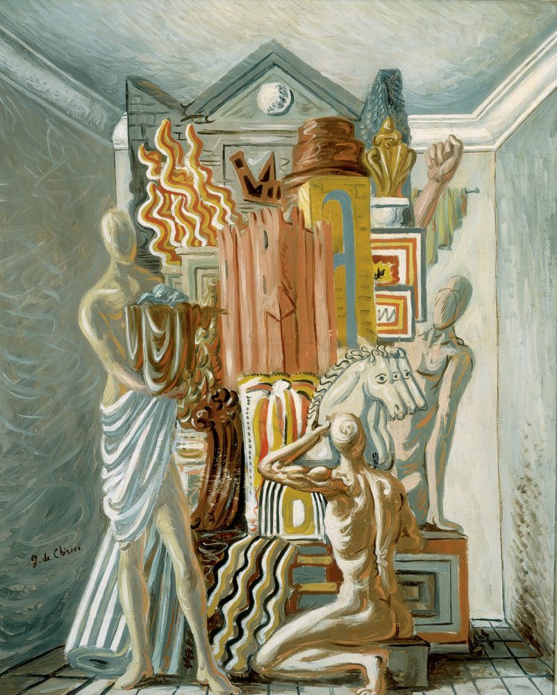 Giorgio de ChiricoFacitori di Trofei, 1925-1928 circa
Olio su tela, 90x71 cm
Casa Museo Boschi Di Stefano, Milano
© Giorgio de Chirico by SIAE 2024