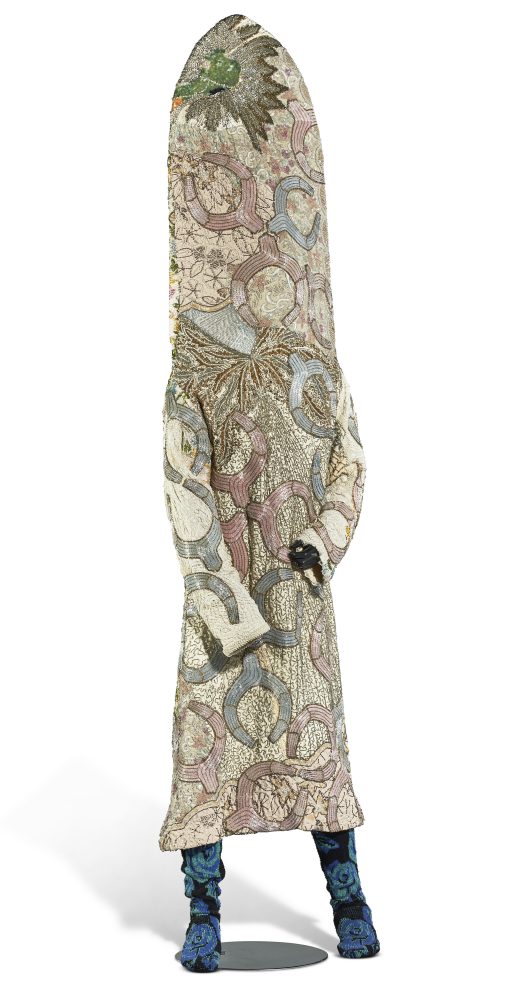 NICK CAVE (B. 1959)Soundsuit
mixed media including vintage textile and sequined appliqués, metal and mannequin
100 x 25 x 14 in. (254 x 63.5 x 35.6 cm.)
Executed in 2007.
Estimate: $80,000-120,000 

 