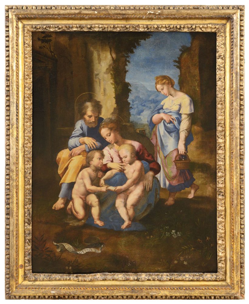 GIULIO PIPPI DETTO GIULIO ROMANO [Roma 1499 - Mantova 1546] (cerchia di) Sacra famiglia con san Giovannino. base d’asta: 6.000 €