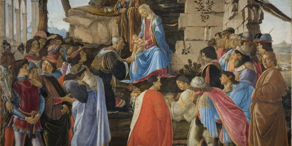 Sandro Botticelli (Firenze 1445 -1510), Adorazione dei Magi, Tempera su tavola, 111x 134 cm, Firenze, Gallerie degli Uffizi