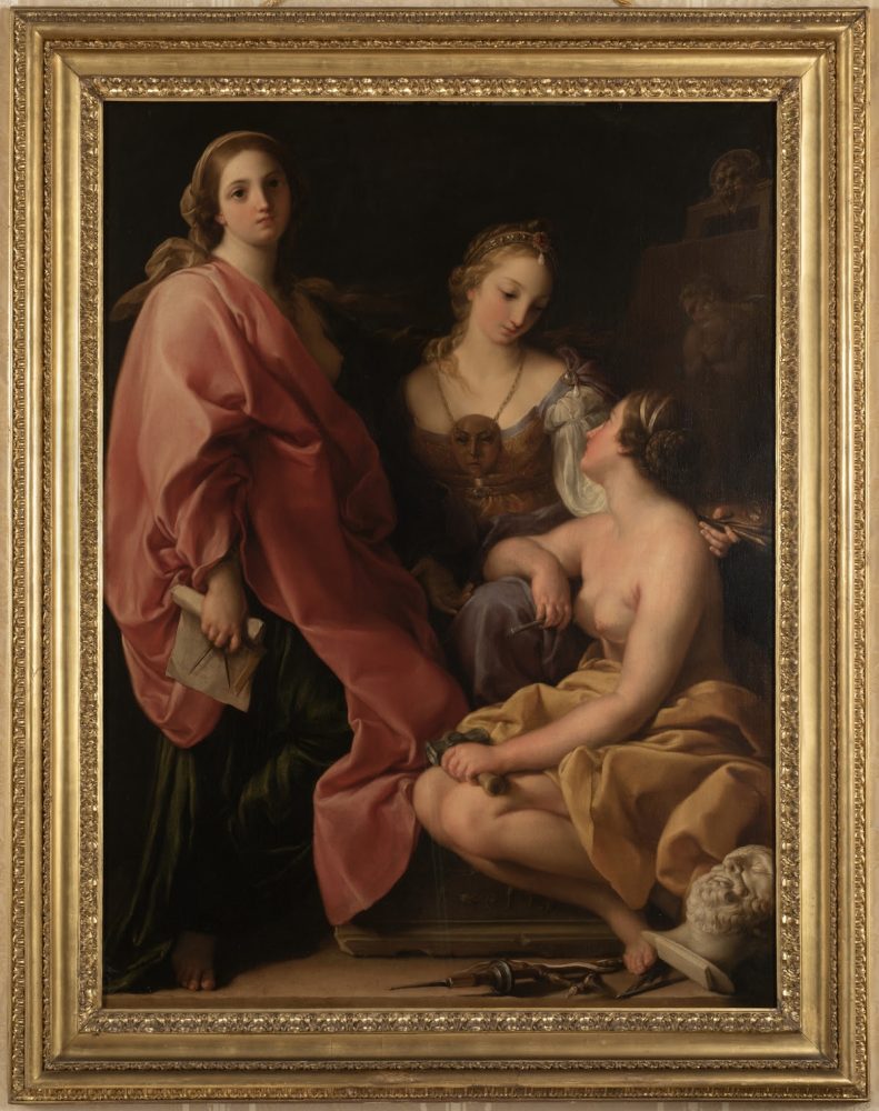 Pompeo Batoni, Allegoria della Pittura, Scultura e Architettura, 1740, ph Ernani Orcorte