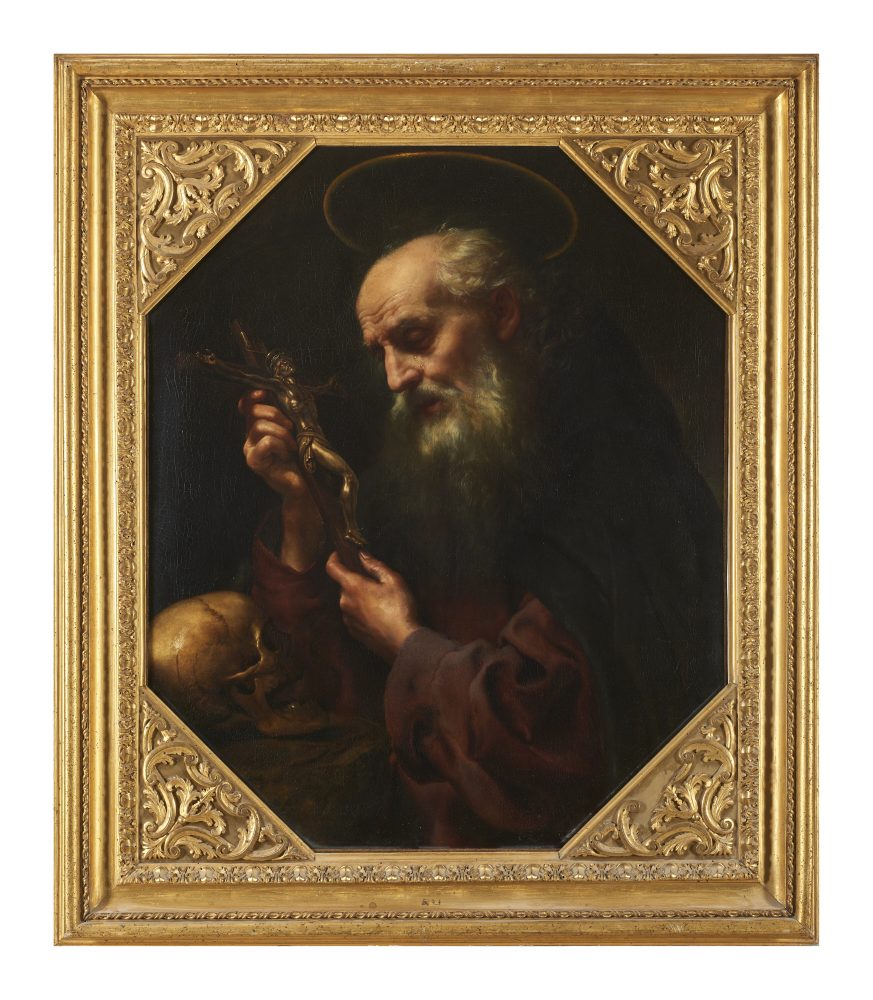 Lotto 308Carlo Dolci (Firenze 1616 - 1686). "Sant'Antonio Abate", olio su tela (cm 82,5x67,5). Stima € 50.000 - 60.000 