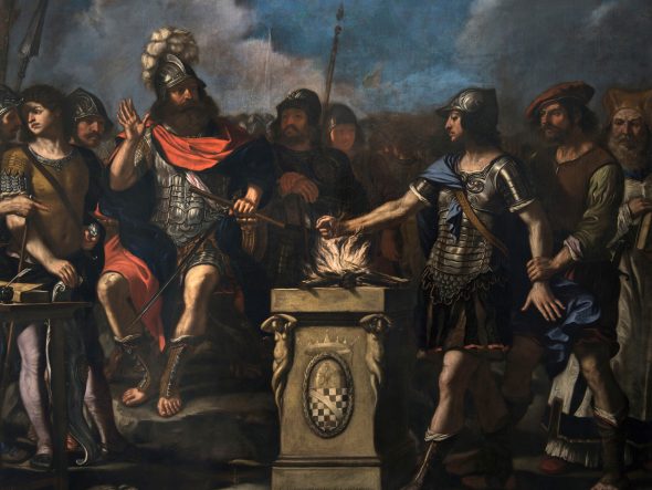 DYS44 Lampronti Gallery. Guercino, Eroismo di Muzio Scevola davanti al re etrusco Lars Porsenna