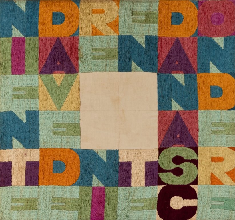 Alighiero Boetti, Niente da vedere niente da nascondere, ricamo, cm 45x42, 1977