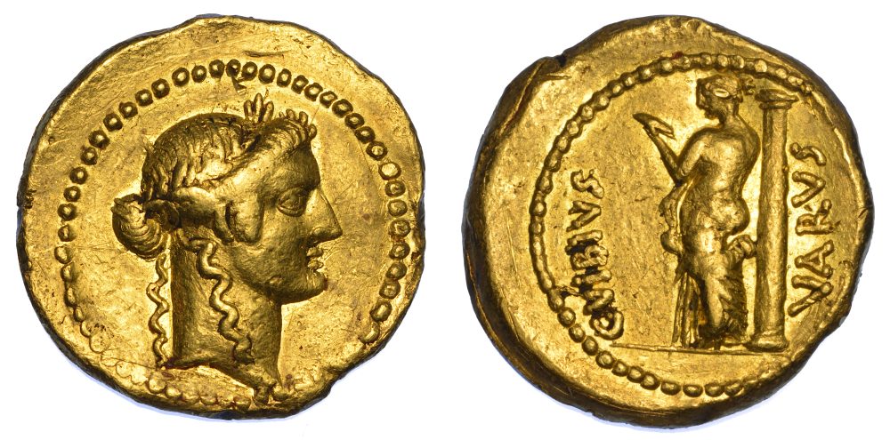 VIBIA. C. Vibius Varus, 42 a.C. Aureo.