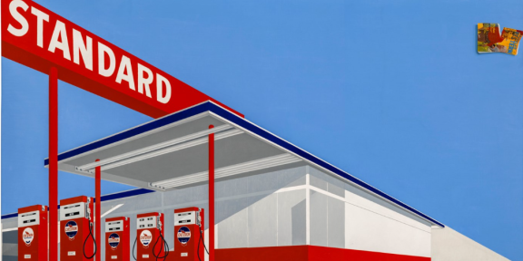 ED RUSCHA (B. 1937) Standard Station, Ten-Cent Western Being Torn in Half