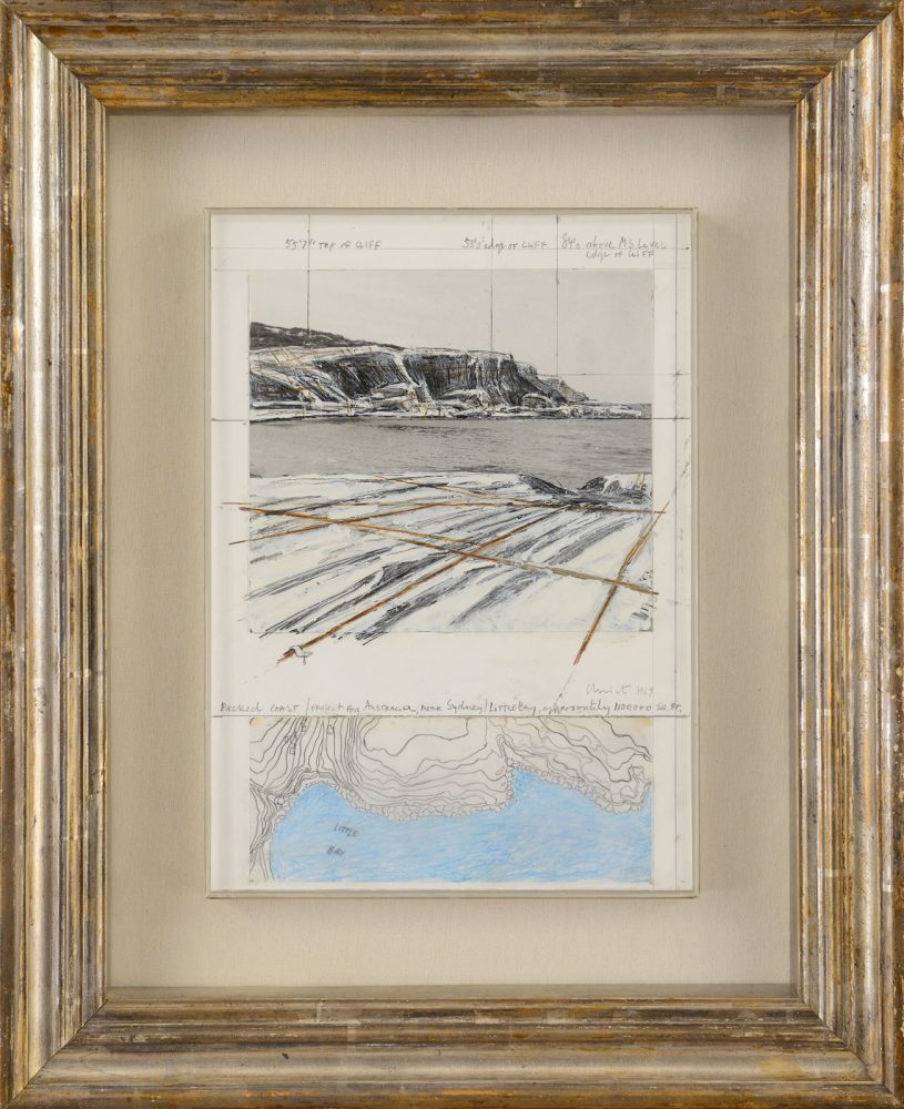 CHRISTO [Gabrovo (Bulgaria) 13/06/1935 - New York (USA) 31/05/2020]Packed coast Project for Australia Little Bay, 1969
tecnica mista su carta applicata su tavola 38,7x28 cm, firma e anno al
centro, dichiarazione d'autenticità dell'artista con timbro della
Galleria d'Arte Contini (VE) su stampa fotografica e certificato
Farsetti Arte (PO) allegati.
base d’asta: 60.000 €