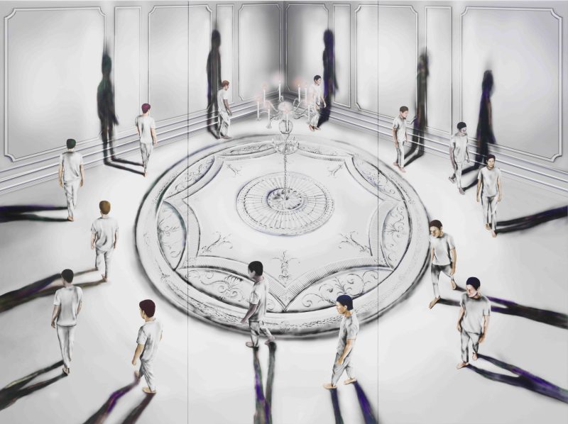Louisa Gagliardi, Roundabout, 2023, Smalto per unghie, pittura gel e inchiostro su PVC, Ringier Collection, Switzerland, © the artist, foto Stefan Altenburger, Zürich, in mostra al LAC