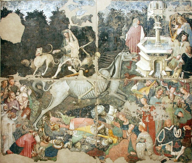 Anonimo (attribuito a Antonio Crescenzio), Il trionfo della morte , affresco 535.94X535.94, 1445, Palermo, Palazzo Abatellis