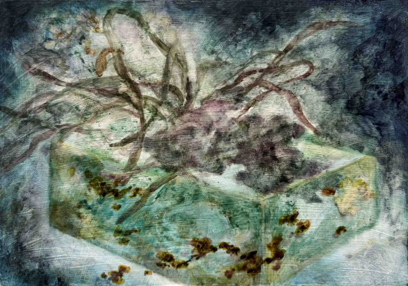 Lin Hongjing, Tortoise shell, oil on wood, 19x26, 2025