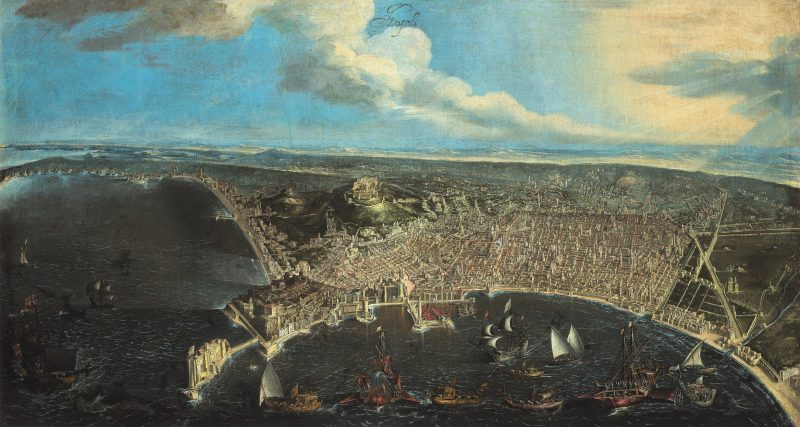Didier Barra, Veduta di Napoli dal mare, olio su tela, 69 x 129 cm, Napoli, Museo di San Martino, (Ph. Fototeca e Laboratorio fotografico Direzione regionale Musei nazionali Campania)