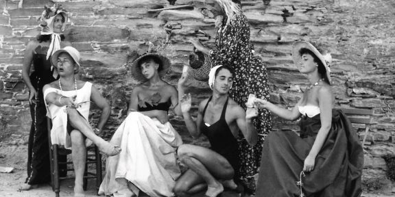 Da sinistra, Hugues Ronald, Constantin Jelenski, Leonor Fini, Enrico Colombotto Rosso, Stanislao Lepri e Anik Siné